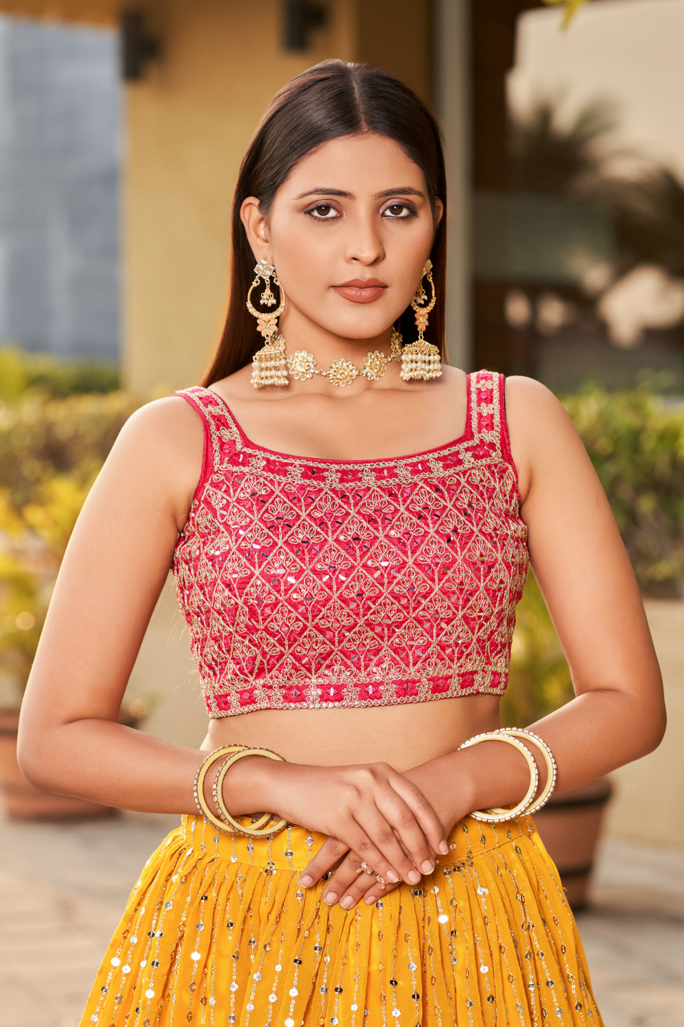 Elegant Digital Printed Ensemble with Sequins, Zari, Thread & Dori Embroidery