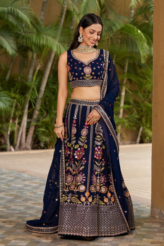 Elegant Digital Printed Ensemble with Sequins, Zari, Thread & Dori Embroidery