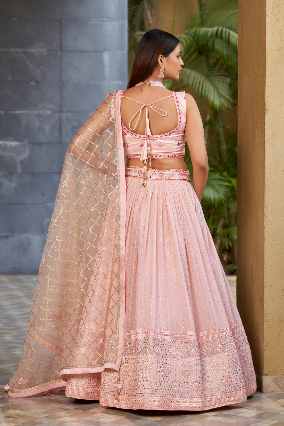 Elegant Digital Printed Ensemble with Sequins, Zari, Thread & Dori Embroidery