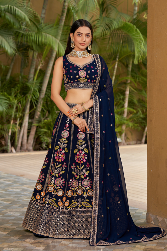 Elegant Digital Printed Ensemble with Sequins, Zari, Thread & Dori Embroidery
