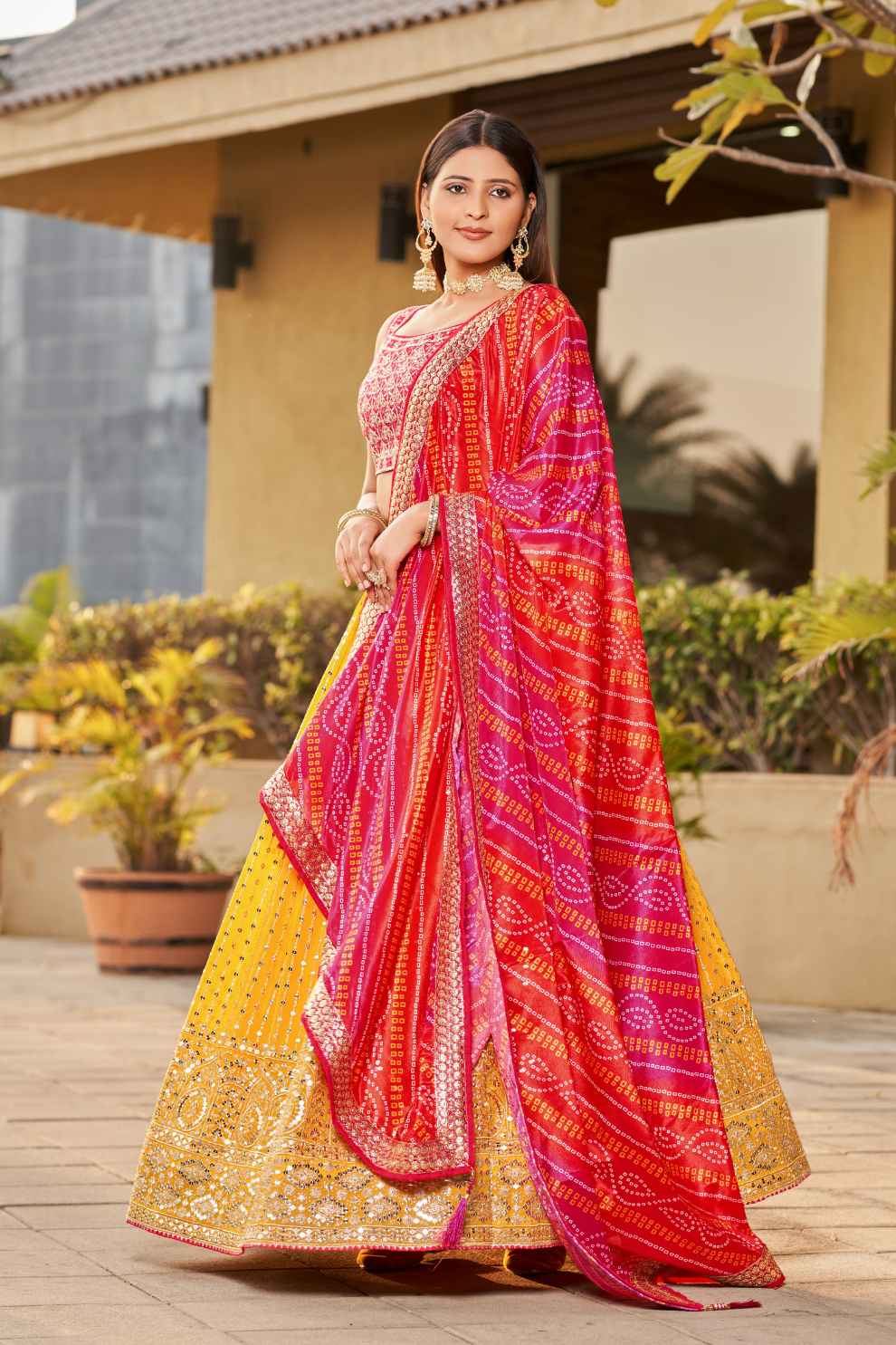 Elegant Digital Printed Ensemble with Sequins, Zari, Thread & Dori Embroidery