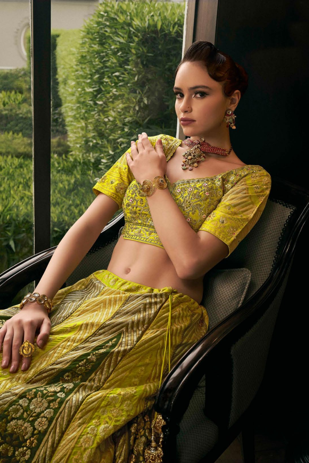 Parrot Green Silk Bridal Lehenga Choli with Fine Embroidery - LaVante Fashion