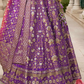 Royal Purple Silk Bridal Lehenga Choli with Detailed Embroidery - LaVante Fashion