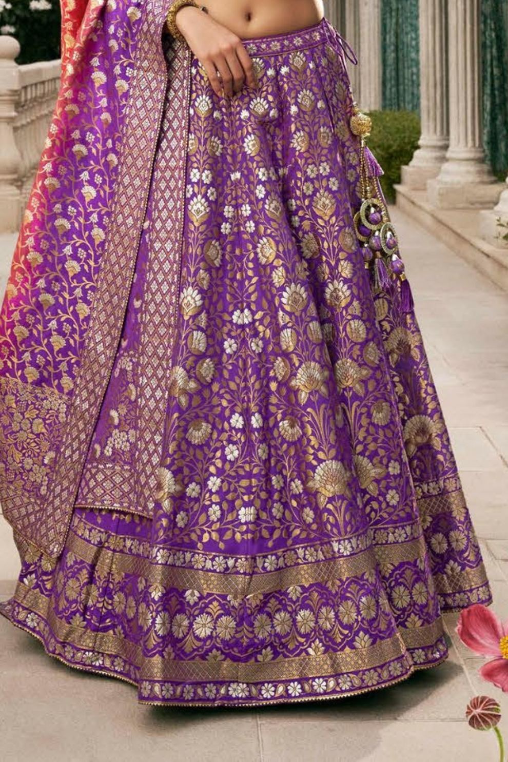 Royal Purple Silk Bridal Lehenga Choli with Detailed Embroidery - LaVante Fashion