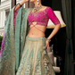 Sage Green Brocade Silk Lehenga Set with Intricate Embellishments - LaVante Fashion