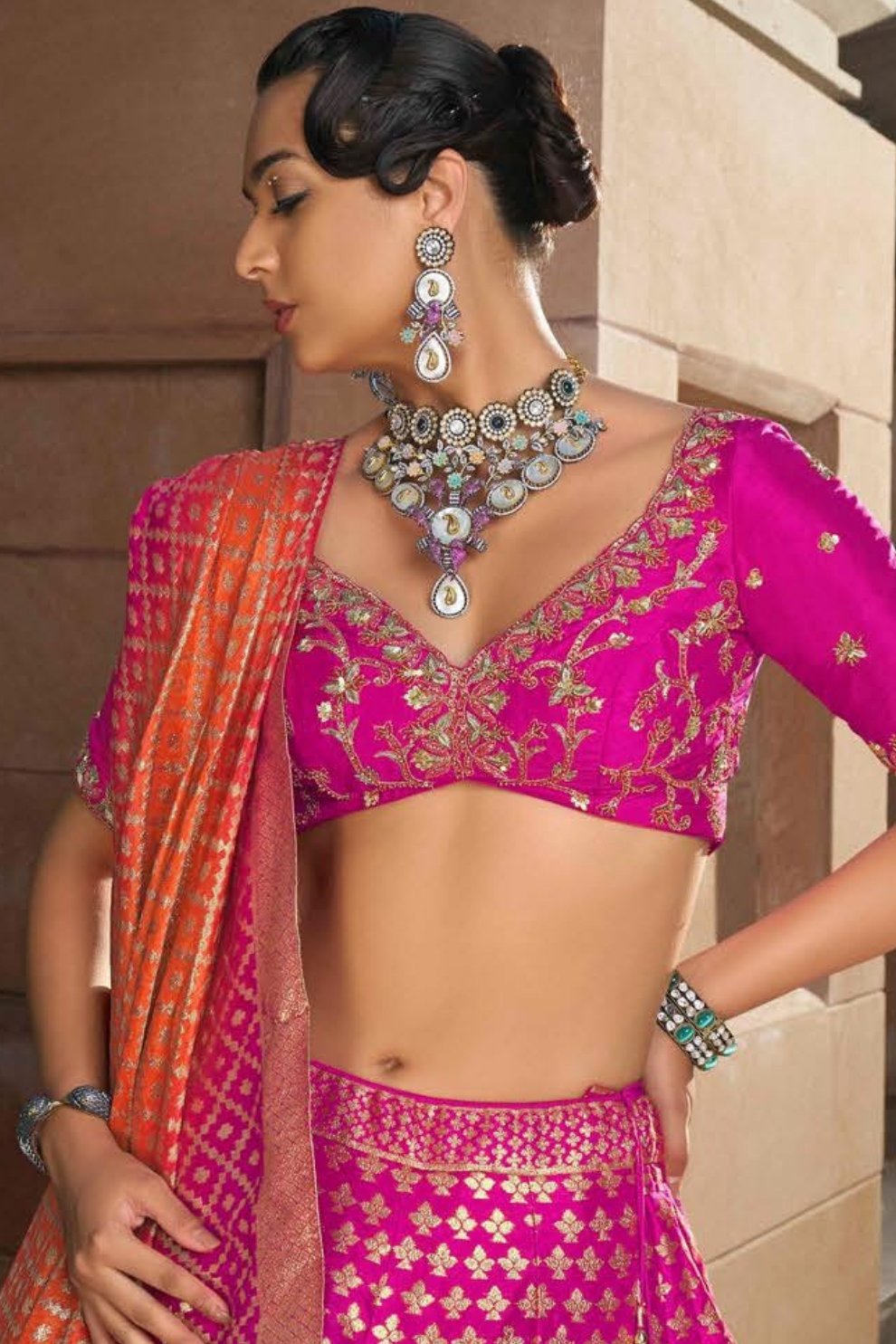 Rani Pink Silk Bridal Lehenga Choli with Exquisite Embroidery - LaVante Fashion