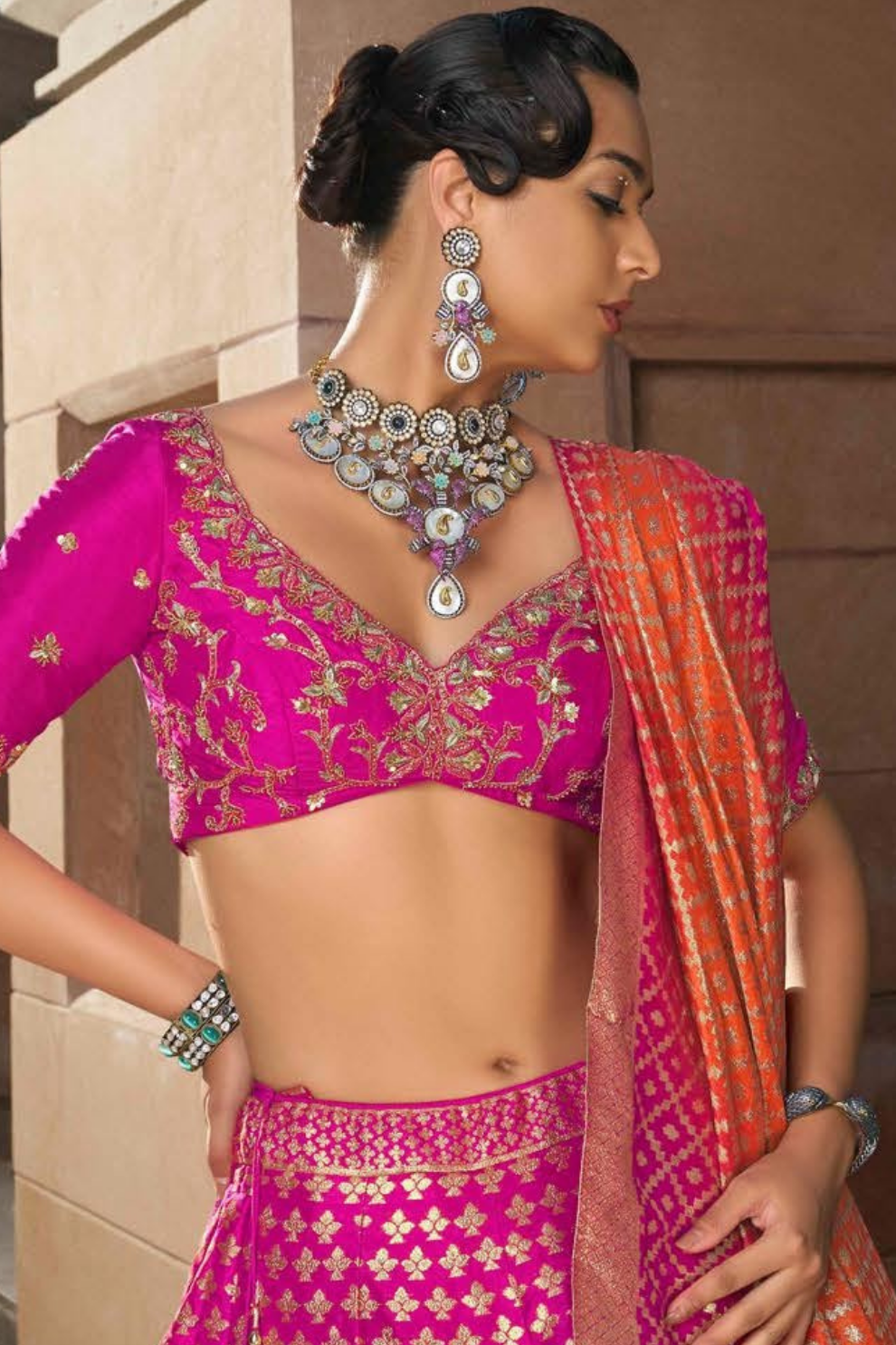 Rani Pink Silk Bridal Lehenga Choli with Exquisite Embroidery - LaVante Fashion