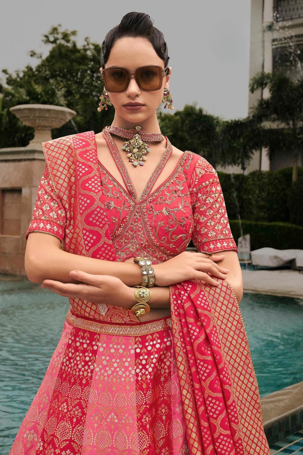 Peach Silk Bridal Lehenga Choli with Exquisite Embroidery - LaVante Fashion