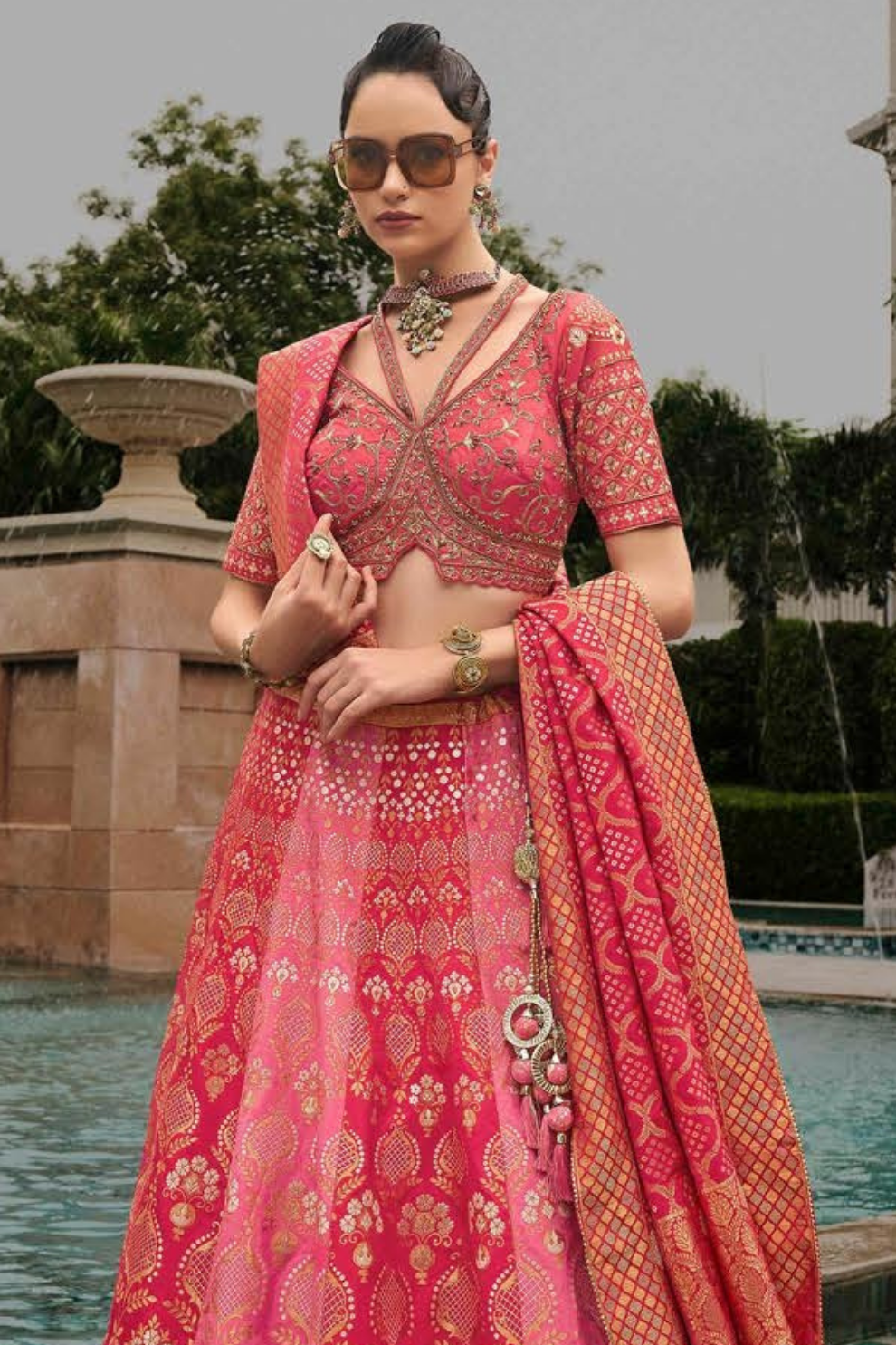 Peach Silk Bridal Lehenga Choli with Exquisite Embroidery - LaVante Fashion