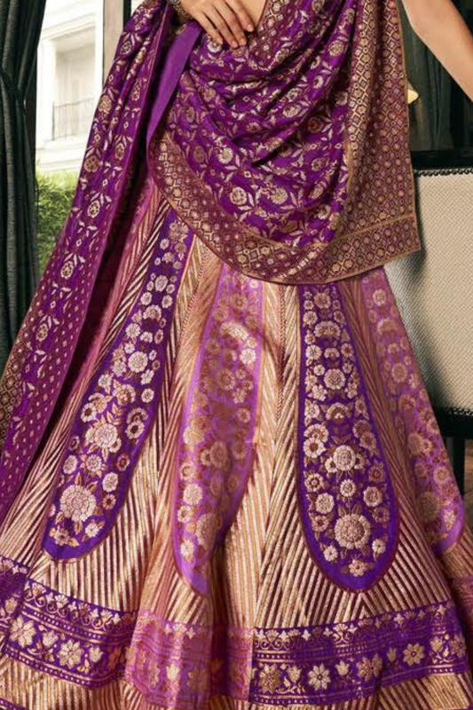 Elegant Purple Silk Embroidered Lehenga Choli for Bridal Wear - LaVante Fashion