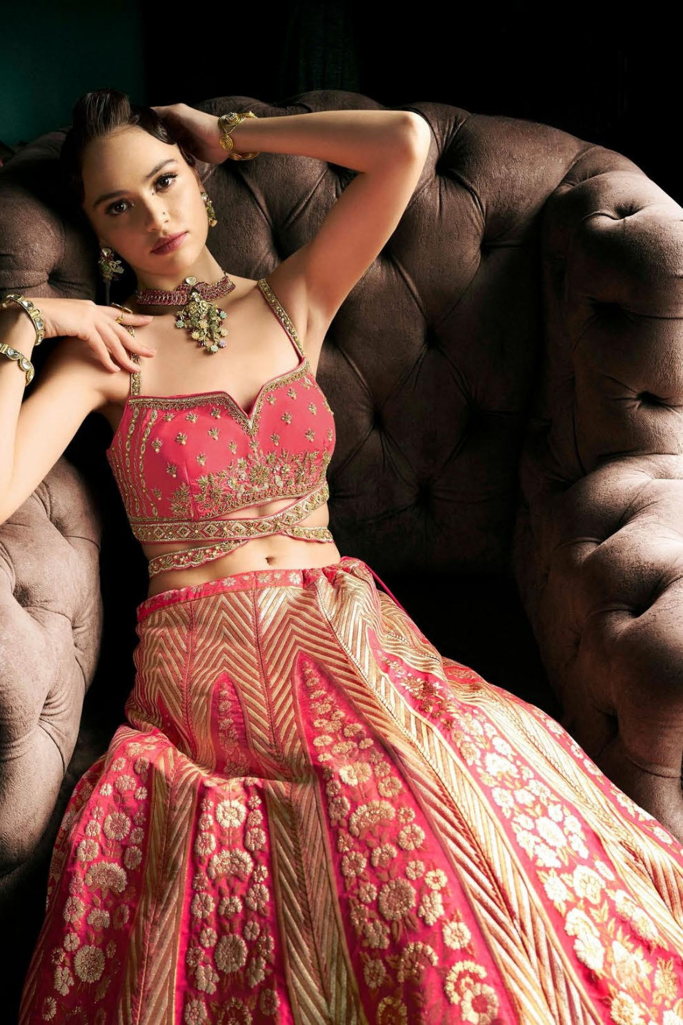 Elegant Pink Silk Bridal Lehenga Choli with Exquisite Embroidery - LaVante Fashion