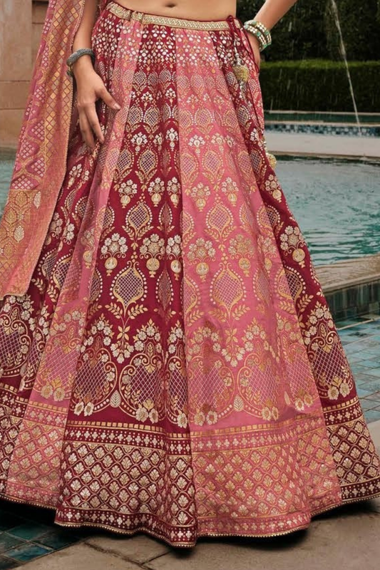 Graceful Pink Silk Embroidered Bridal Lehenga Choli - LaVante Fashion