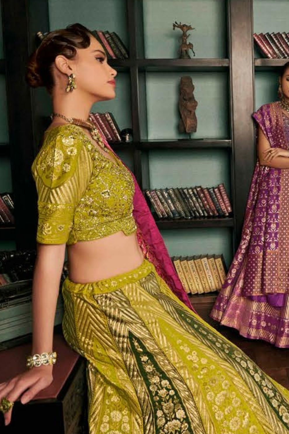 Parrot Green Silk Bridal Lehenga Choli with Fine Embroidery - LaVante Fashion