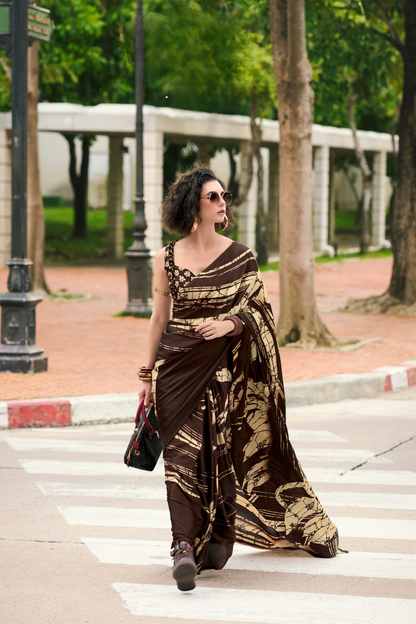 Premium Japan Satin Silk Saree – Smooth, Heavy-Drape & Luxurious Feel - LaVante Fashion