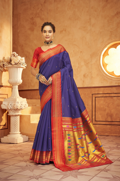 Pure Paithani Silk Saree with Traditional Zari Weaving - LaVante Fashion
