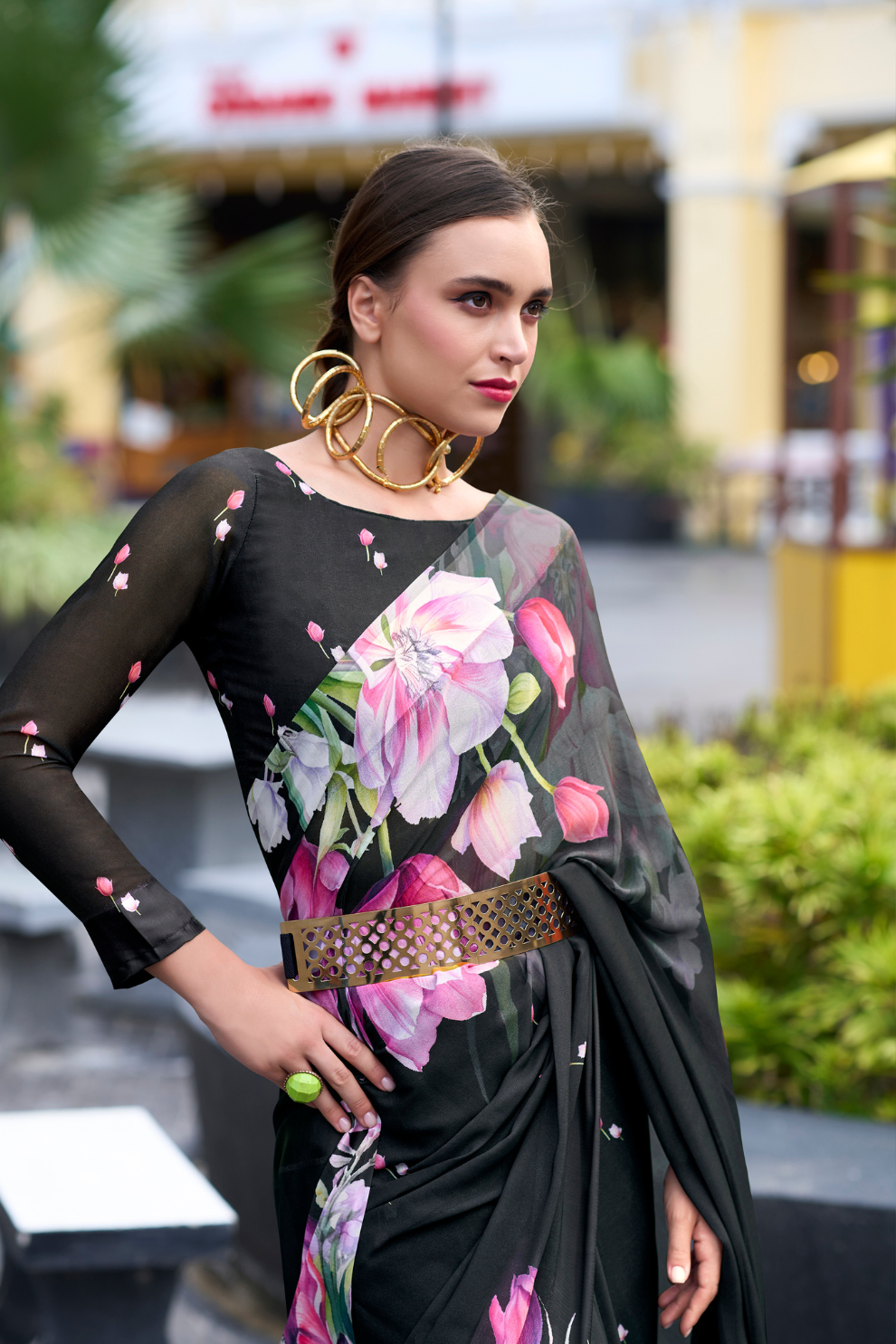 Pure Georgette Saree with Exclusive Print - LaVante Fashion