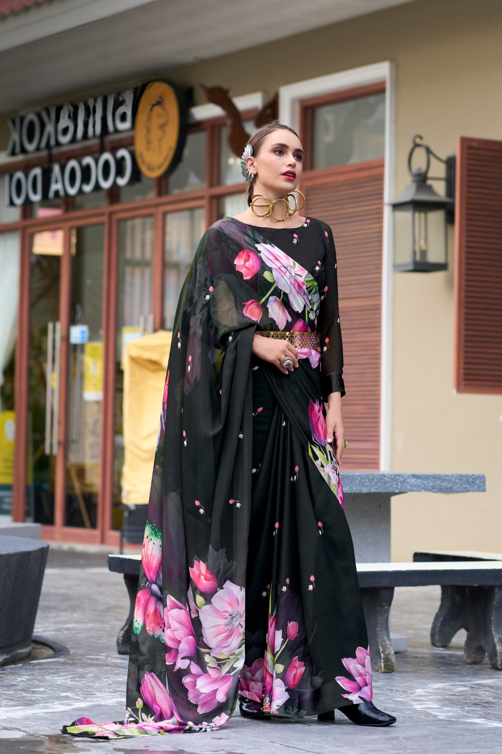 Pure Georgette Saree with Exclusive Print - LaVante Fashion