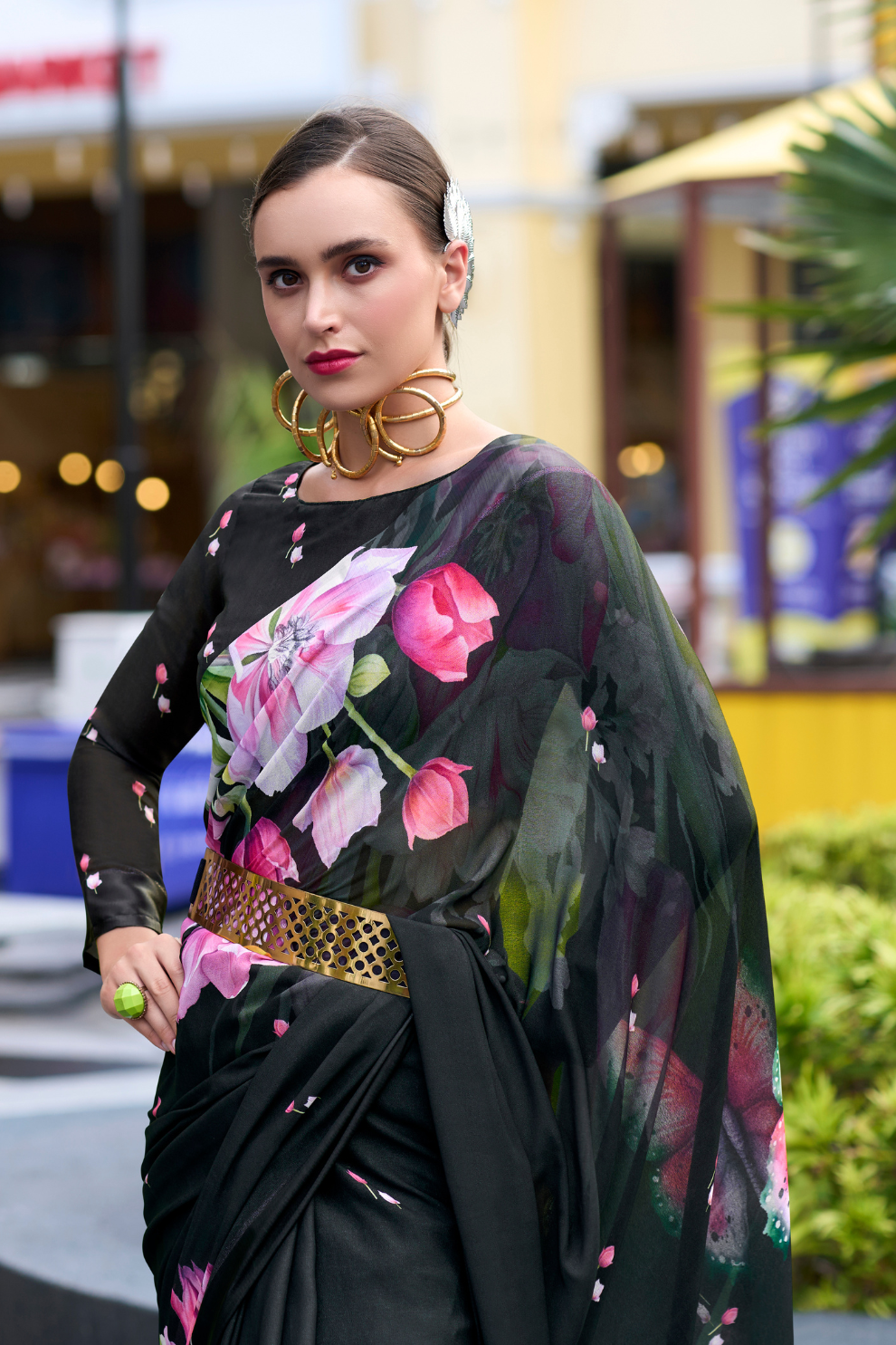 Pure Georgette Saree with Exclusive Print - LaVante Fashion