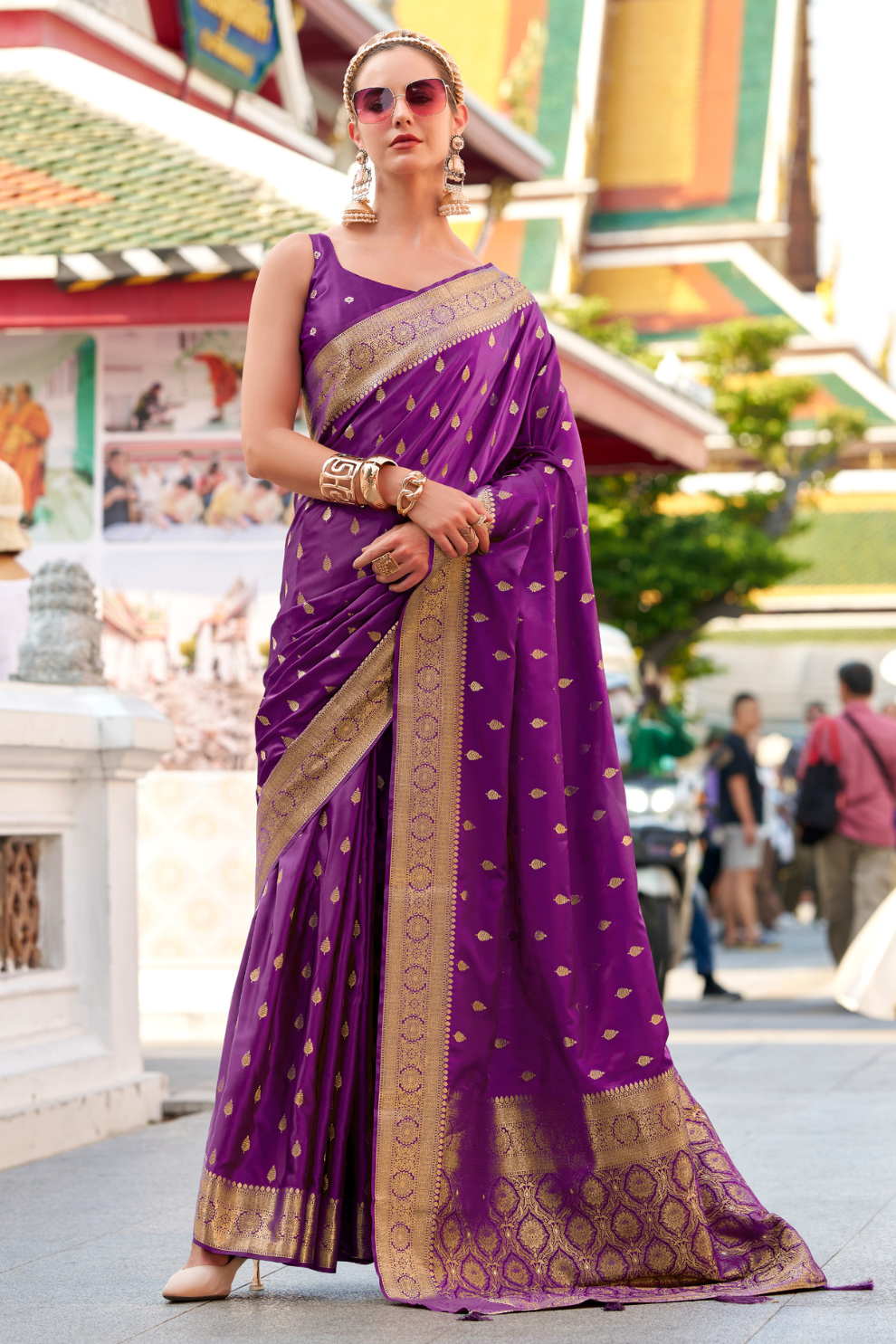 Heritage Zari Woven Pure Satin Silk Saree for Festive Elegance