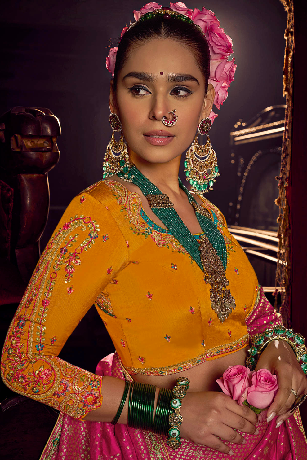 Pure Viscose Dola Saree With Handwork Blouse & Fancy Lace