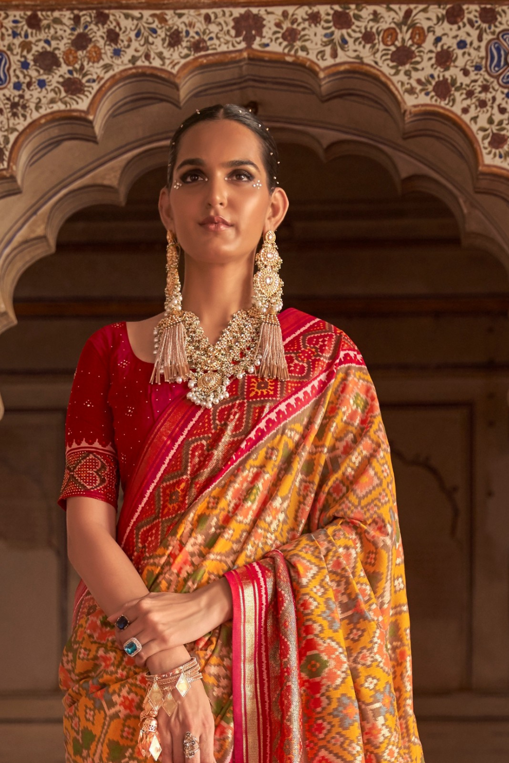 Tangerine Orange Patola Cotton Silk Designer Saree for Festive Wear