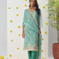 Firozi Crush Embroidered Salwar Kameez for Ceremonial Wear