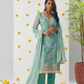 Firozi Crush Embroidered Salwar Kameez for Ceremonial Wear