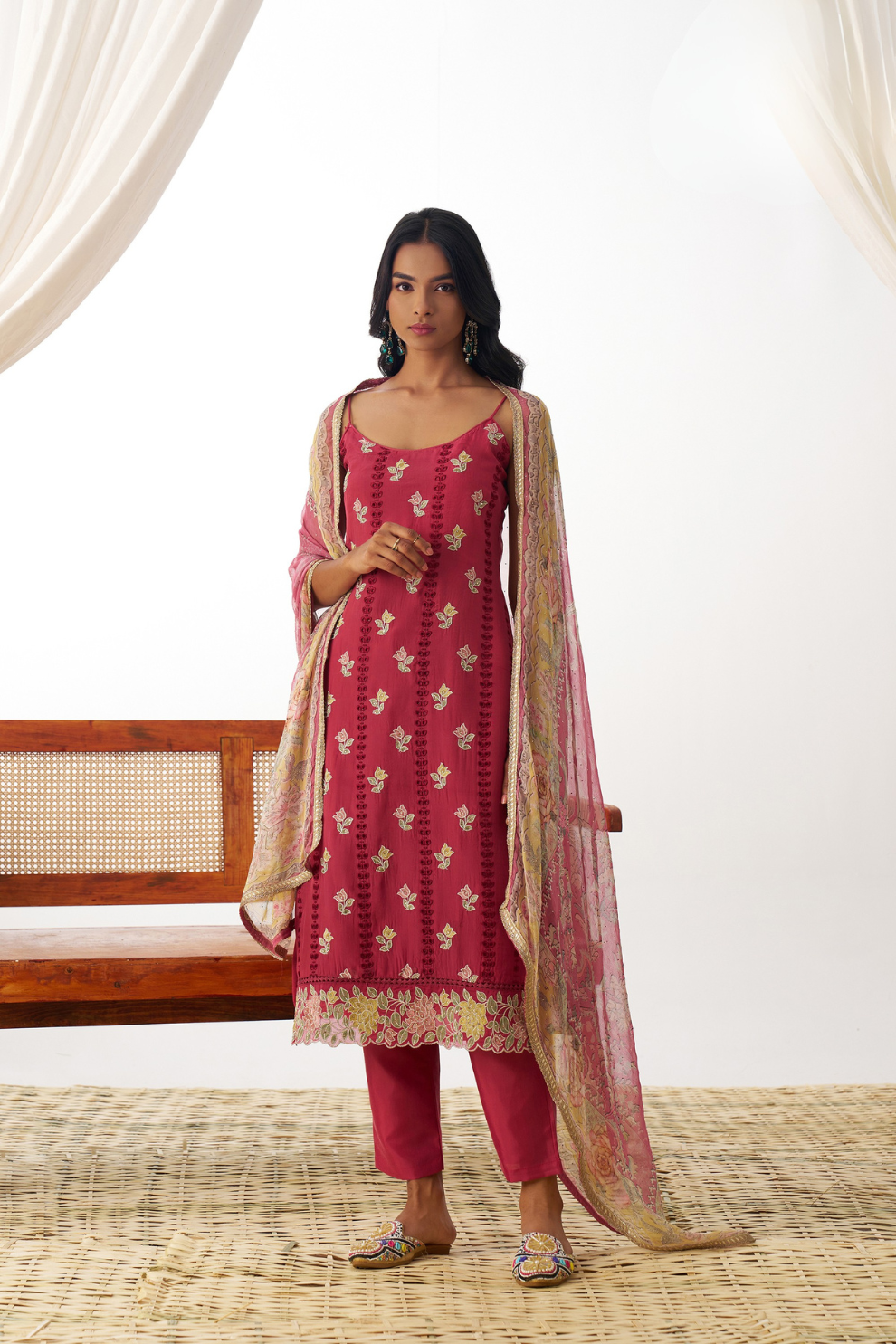 Designer Rani Pink Organza Salwar Kameez for Special Occasions