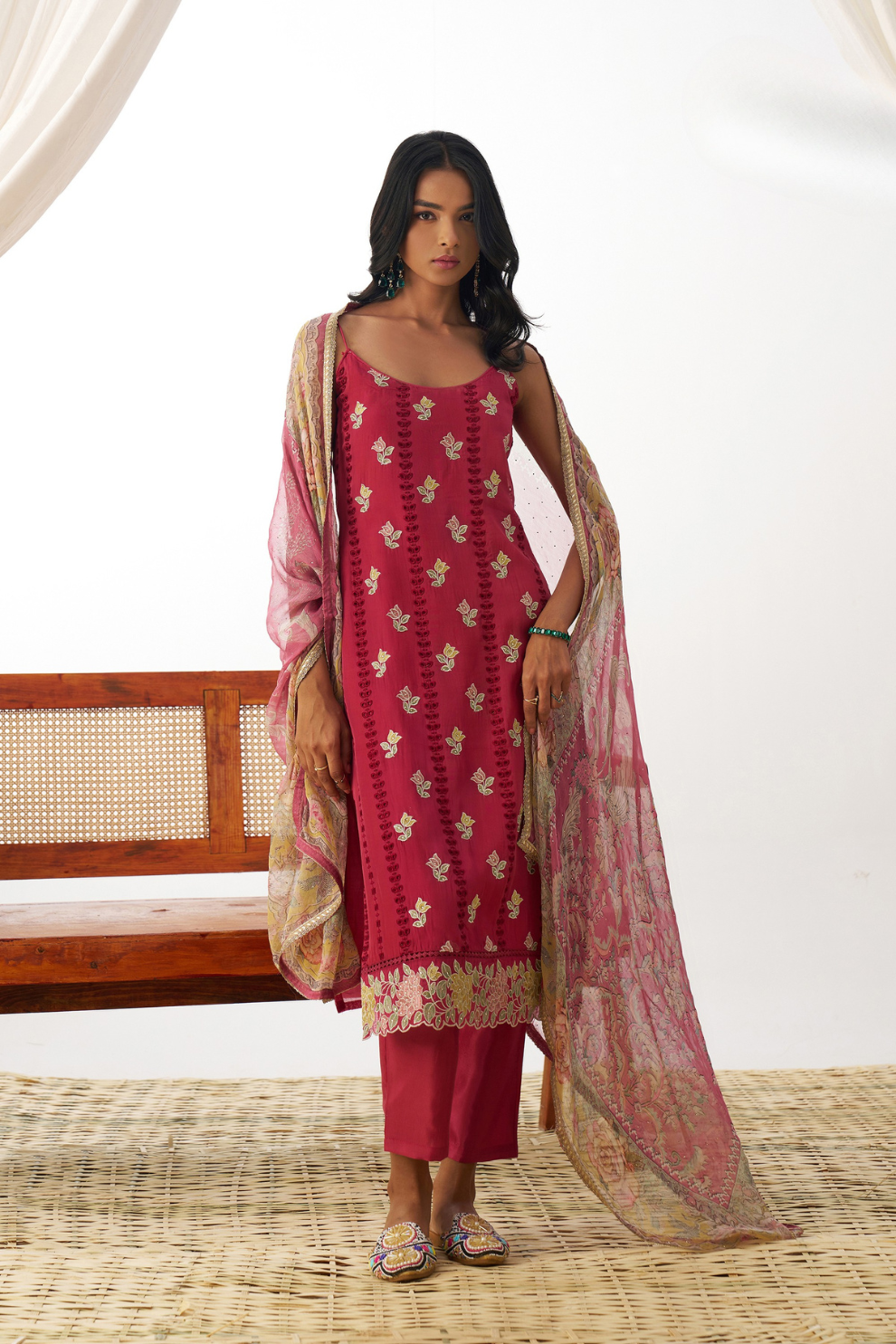 Designer Rani Pink Organza Salwar Kameez for Special Occasions