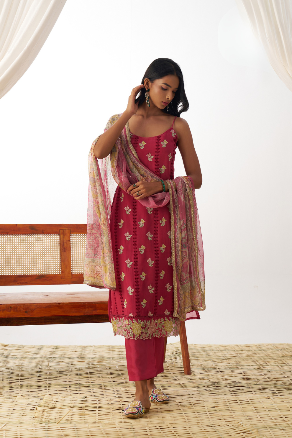 Designer Rani Pink Organza Salwar Kameez for Special Occasions