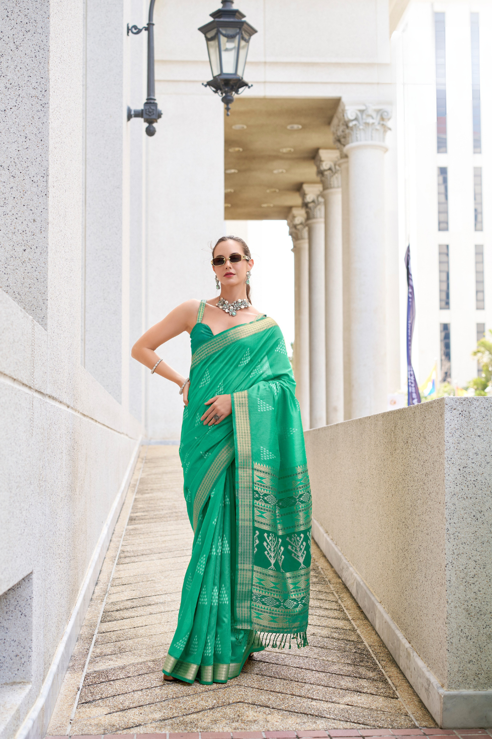 Rayon Silk Saree with Traditional Ikkat Weaving - LaVante Fashion