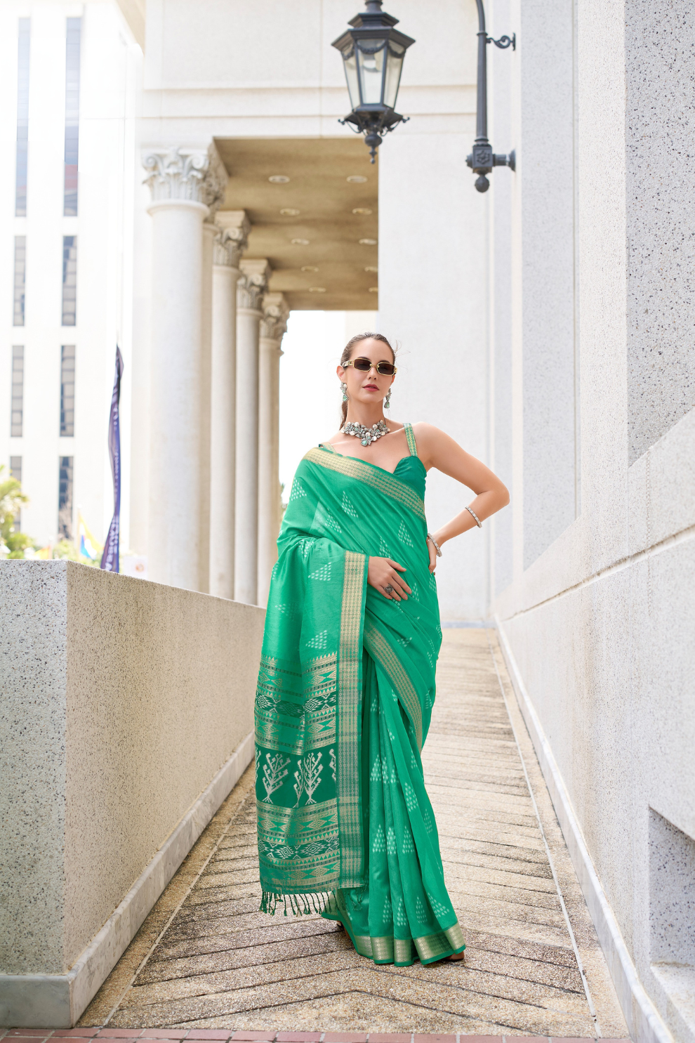 Rayon Silk Saree with Traditional Ikkat Weaving - LaVante Fashion