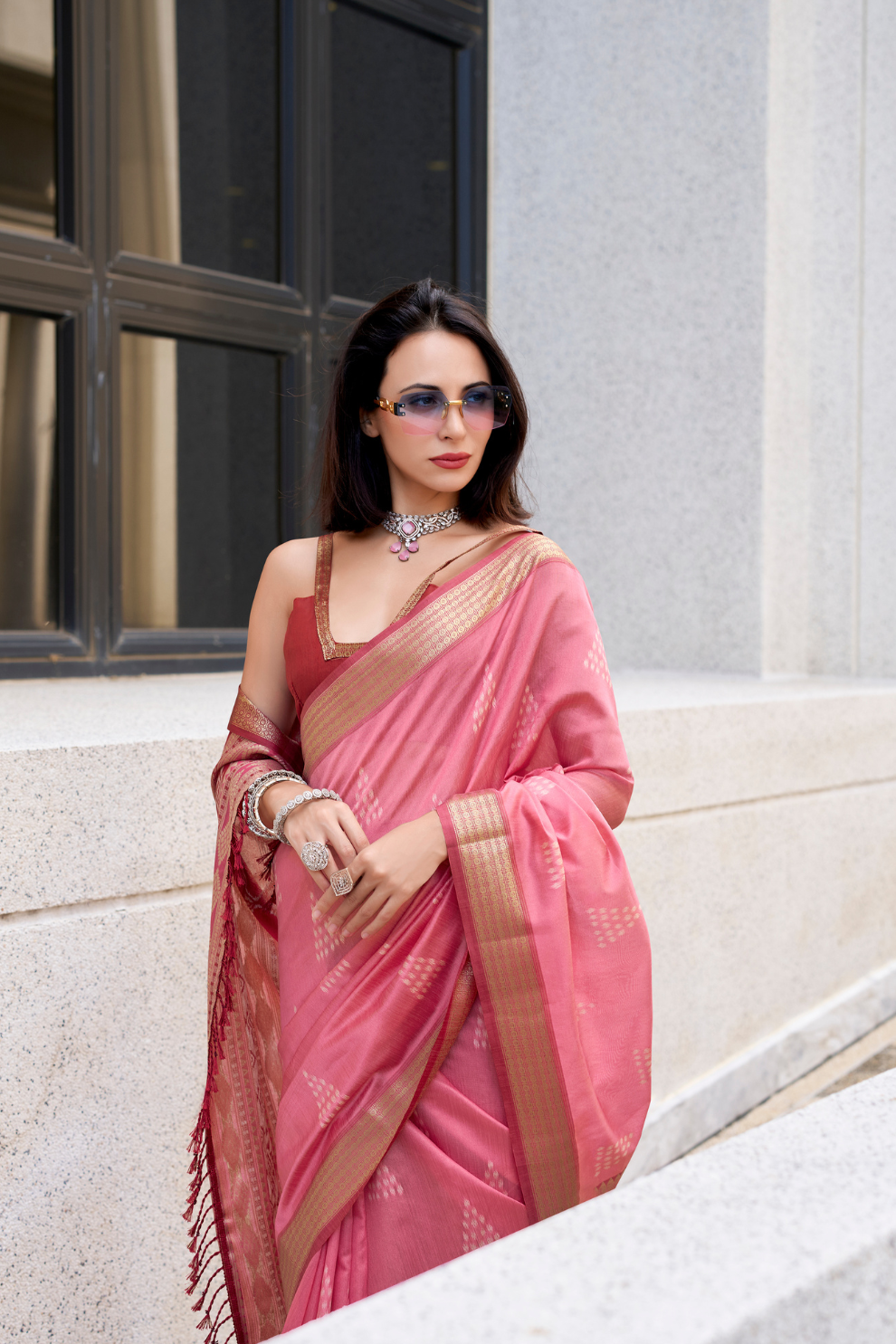 Rayon Silk Saree with Traditional Ikkat Weaving - LaVante Fashion