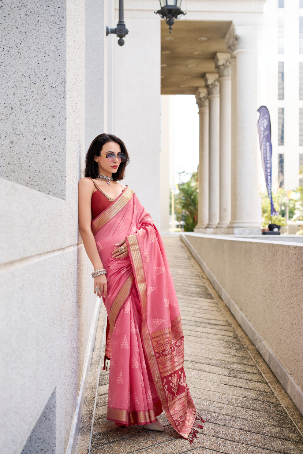 Rayon Silk Saree with Traditional Ikkat Weaving - LaVante Fashion