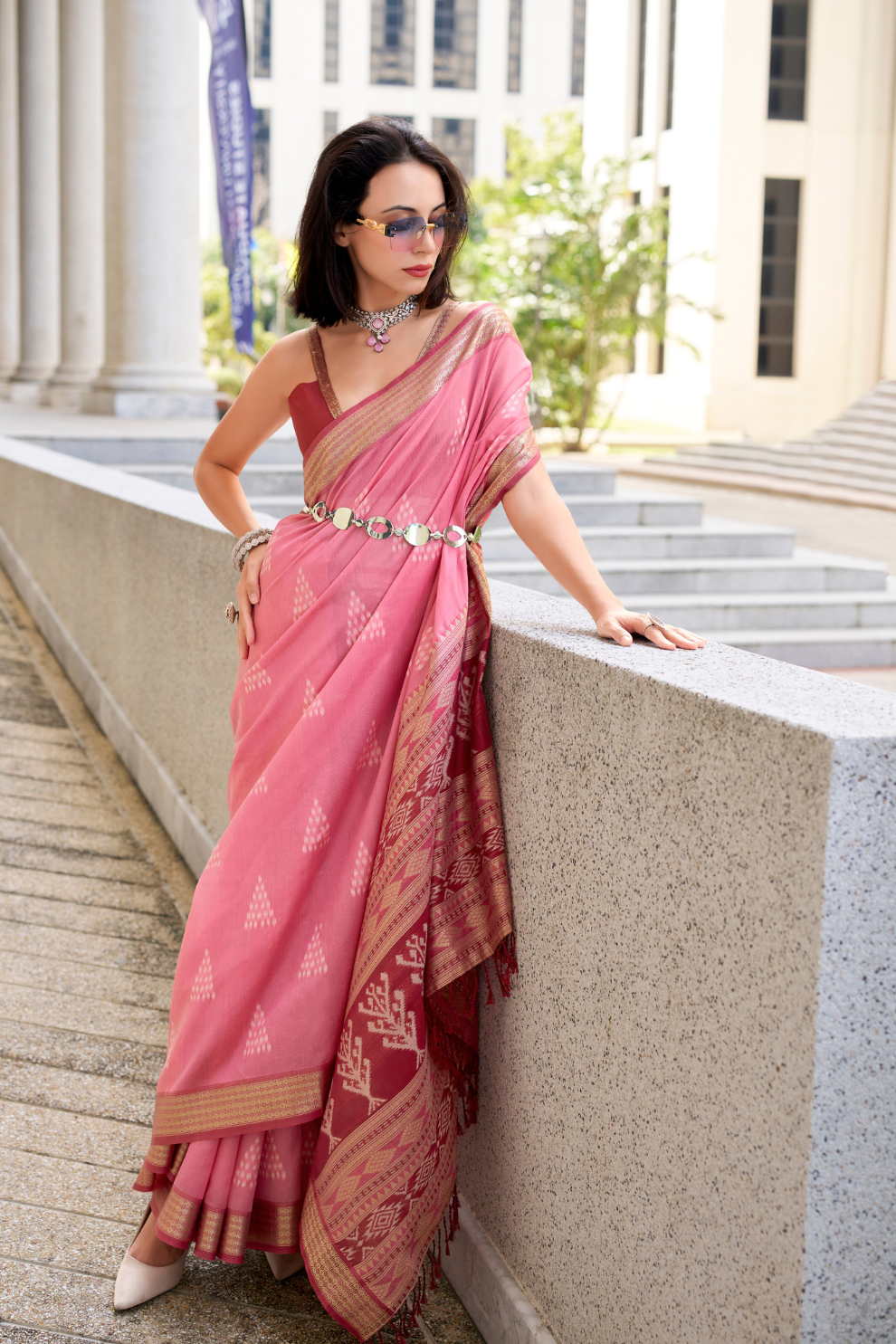Rayon Silk Saree with Traditional Ikkat Weaving - LaVante Fashion