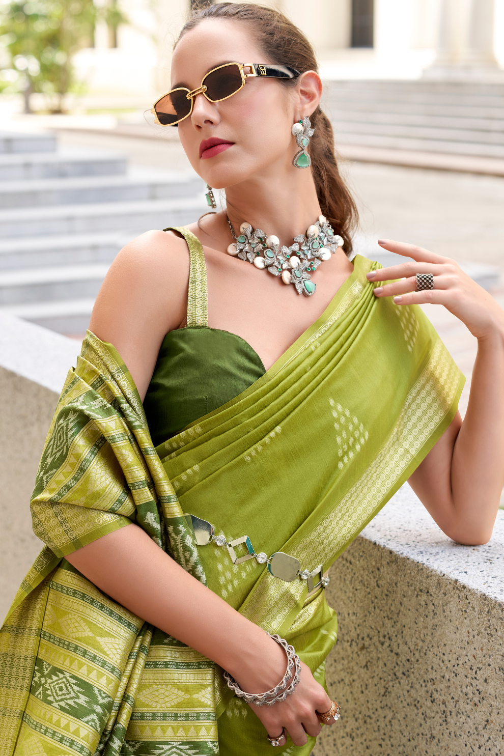 Rayon Silk Saree with Traditional Ikkat Weaving - LaVante Fashion