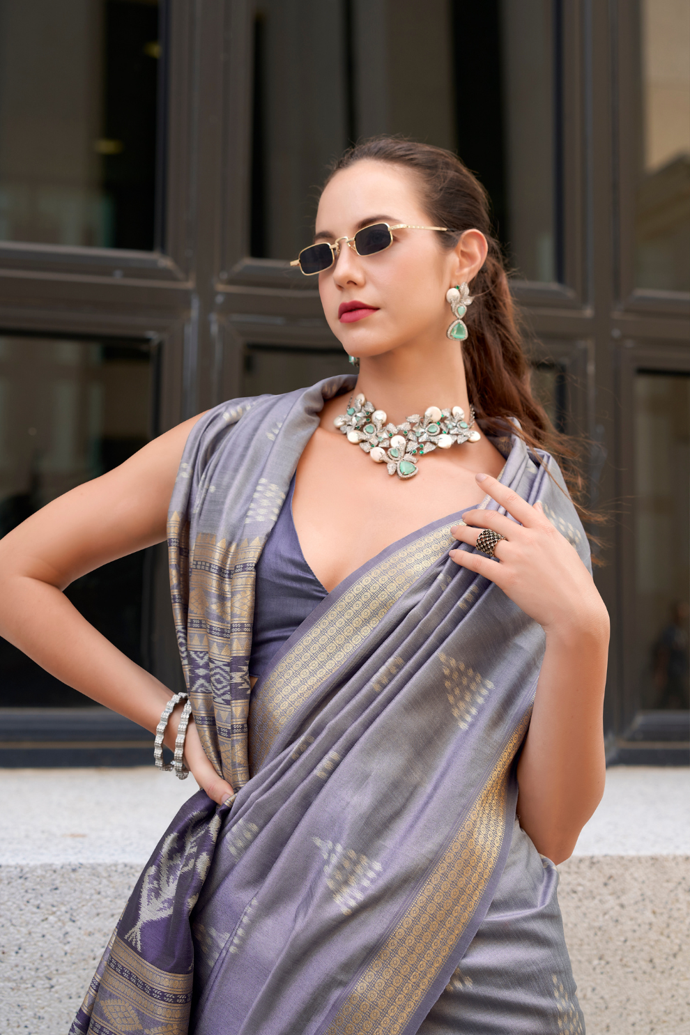 Rayon Silk Saree with Traditional Ikkat Weaving - LaVante Fashion