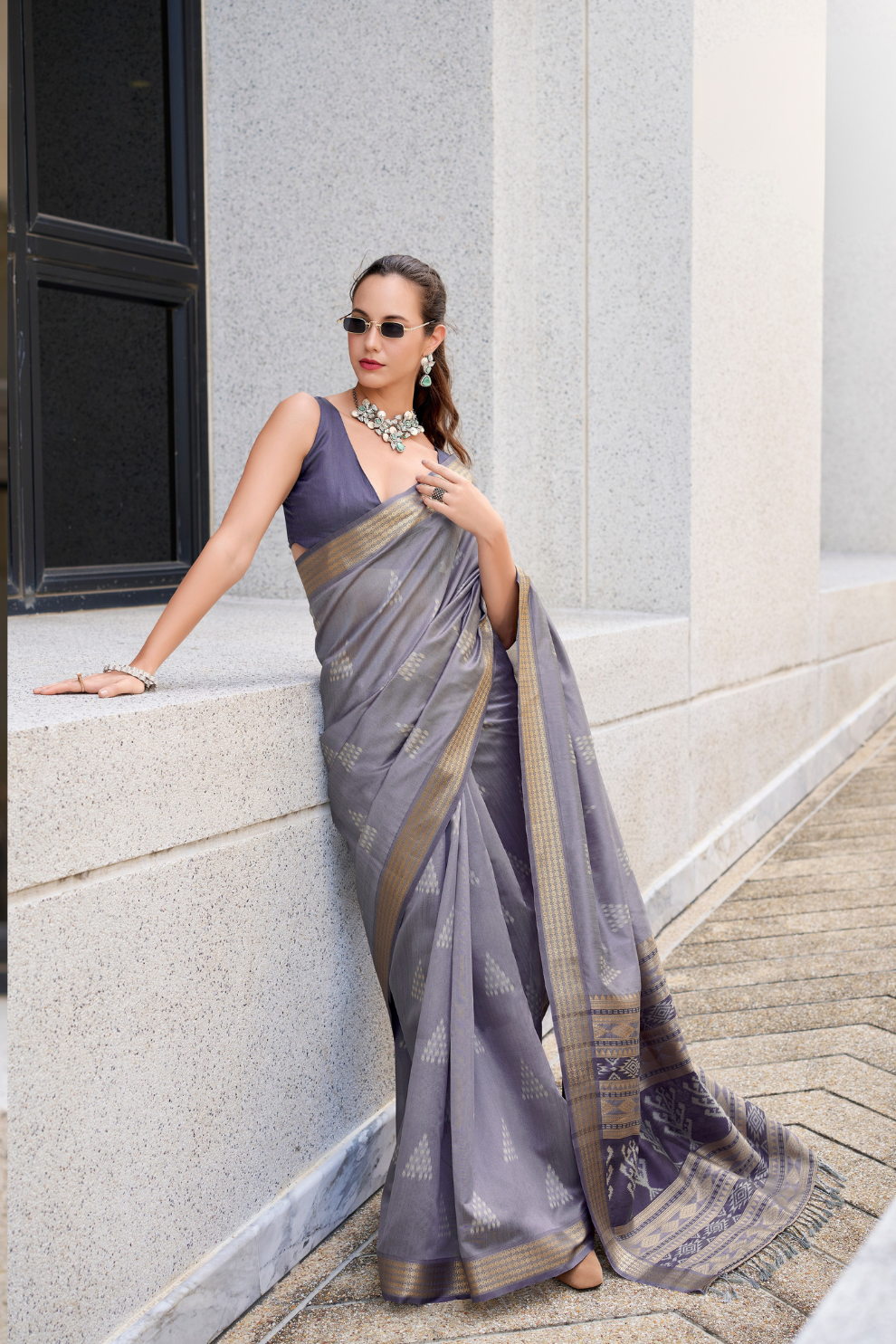 Rayon Silk Saree with Traditional Ikkat Weaving - LaVante Fashion