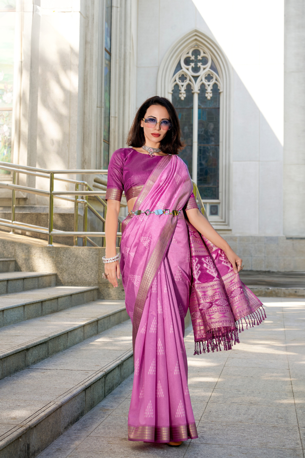 Rayon Silk Saree with Traditional Ikkat Weaving - LaVante Fashion
