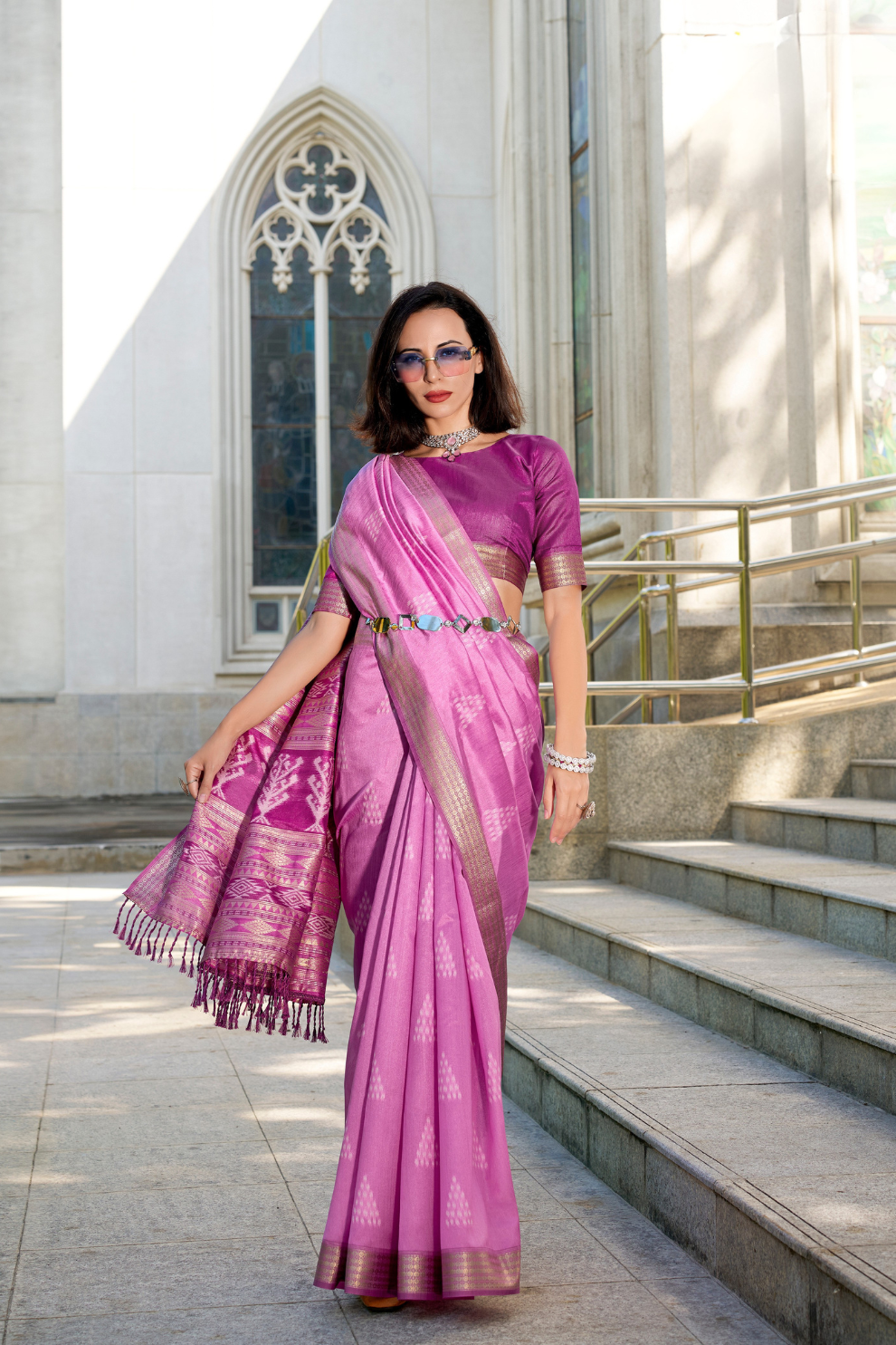 Rayon Silk Saree with Traditional Ikkat Weaving - LaVante Fashion