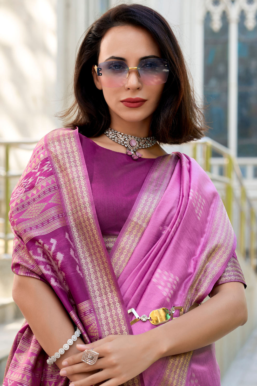 Rayon Silk Saree with Traditional Ikkat Weaving - LaVante Fashion