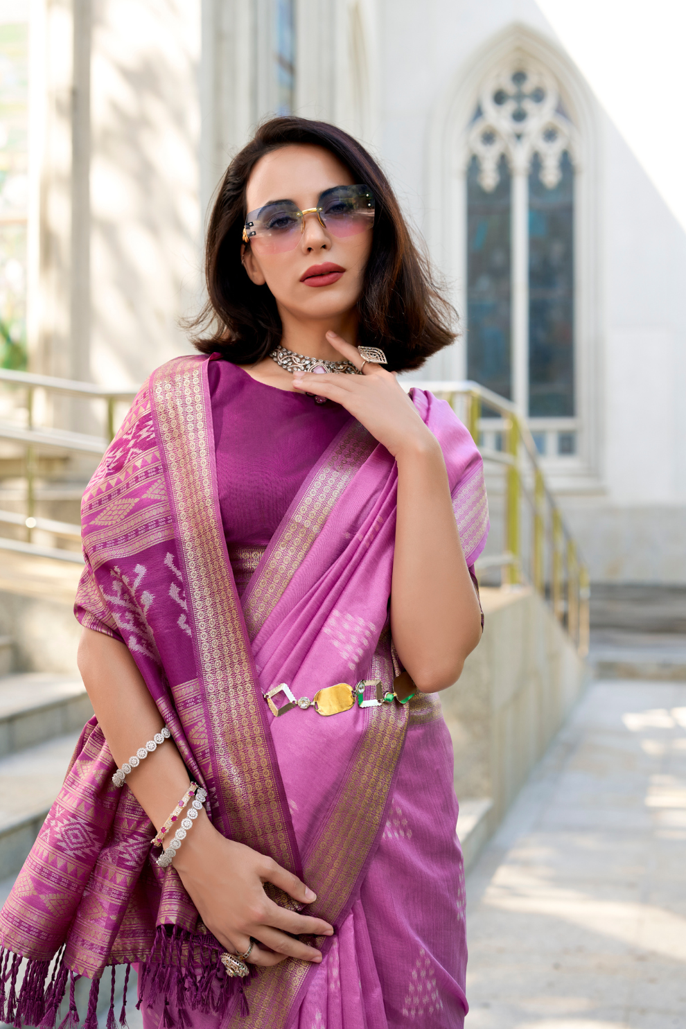 Rayon Silk Saree with Traditional Ikkat Weaving - LaVante Fashion