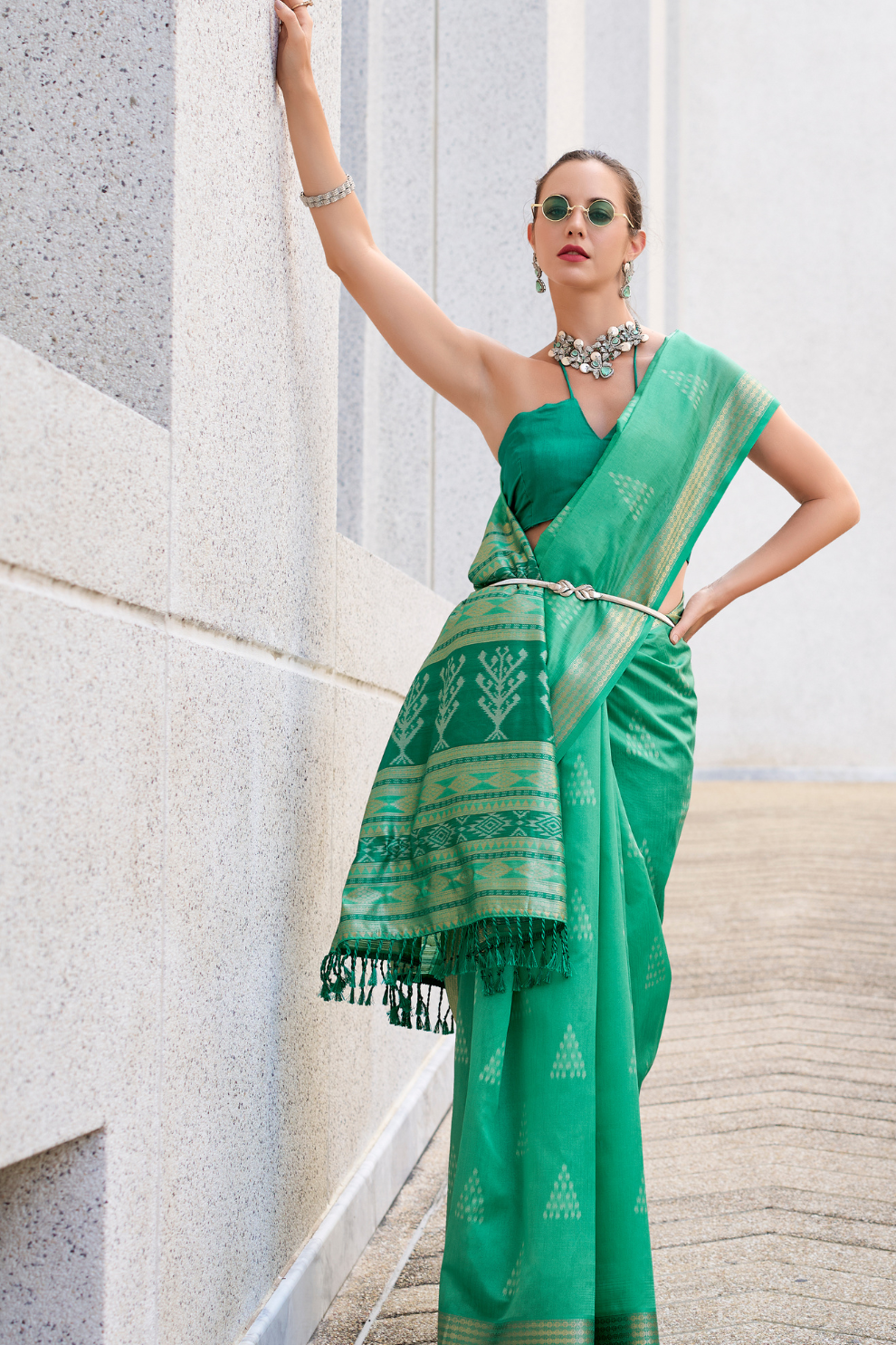 Rayon Silk Saree with Traditional Ikkat Weaving - LaVante Fashion