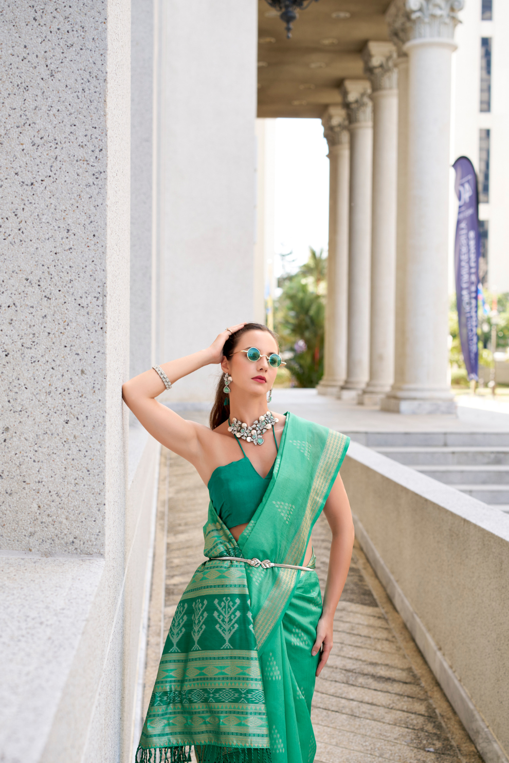 Rayon Silk Saree with Traditional Ikkat Weaving - LaVante Fashion