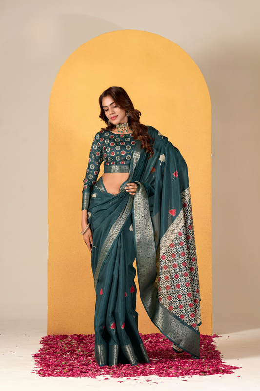Soft Dola Silk with Foil Print and Dusty Tone Matching - LaVante Fashion