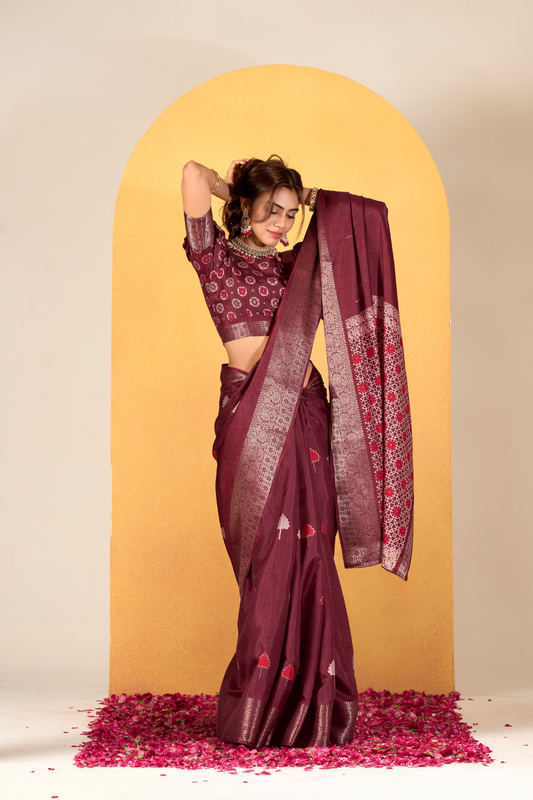 Soft Dola Silk with Foil Print and Dusty Tone Matching - LaVante Fashion