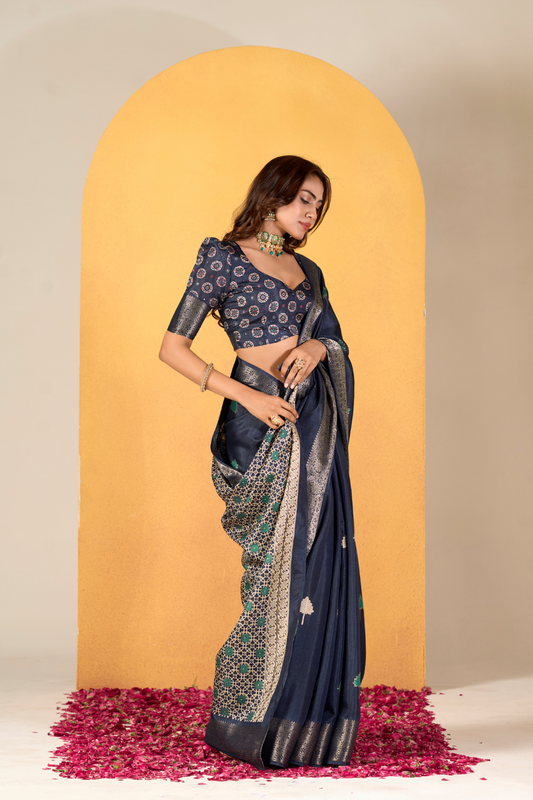 Soft Dola Silk with Foil Print and Dusty Tone Matching - LaVante Fashion