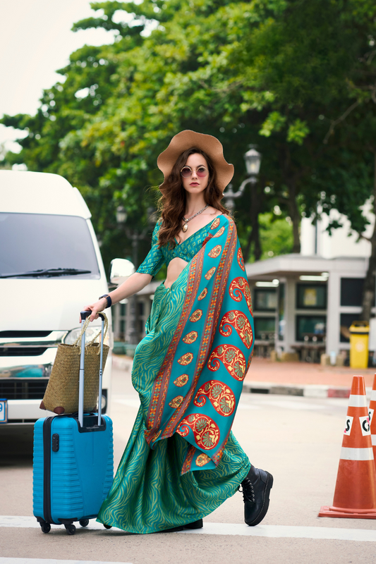 Premium Japan Satin Silk Saree – Smooth, Heavy-Drape & Luxurious Feel - LaVante Fashion