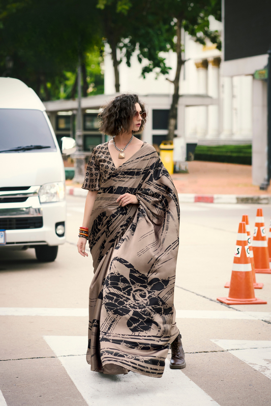 Premium Japan Satin Silk Saree – Smooth, Heavy-Drape & Luxurious Feel - LaVante Fashion