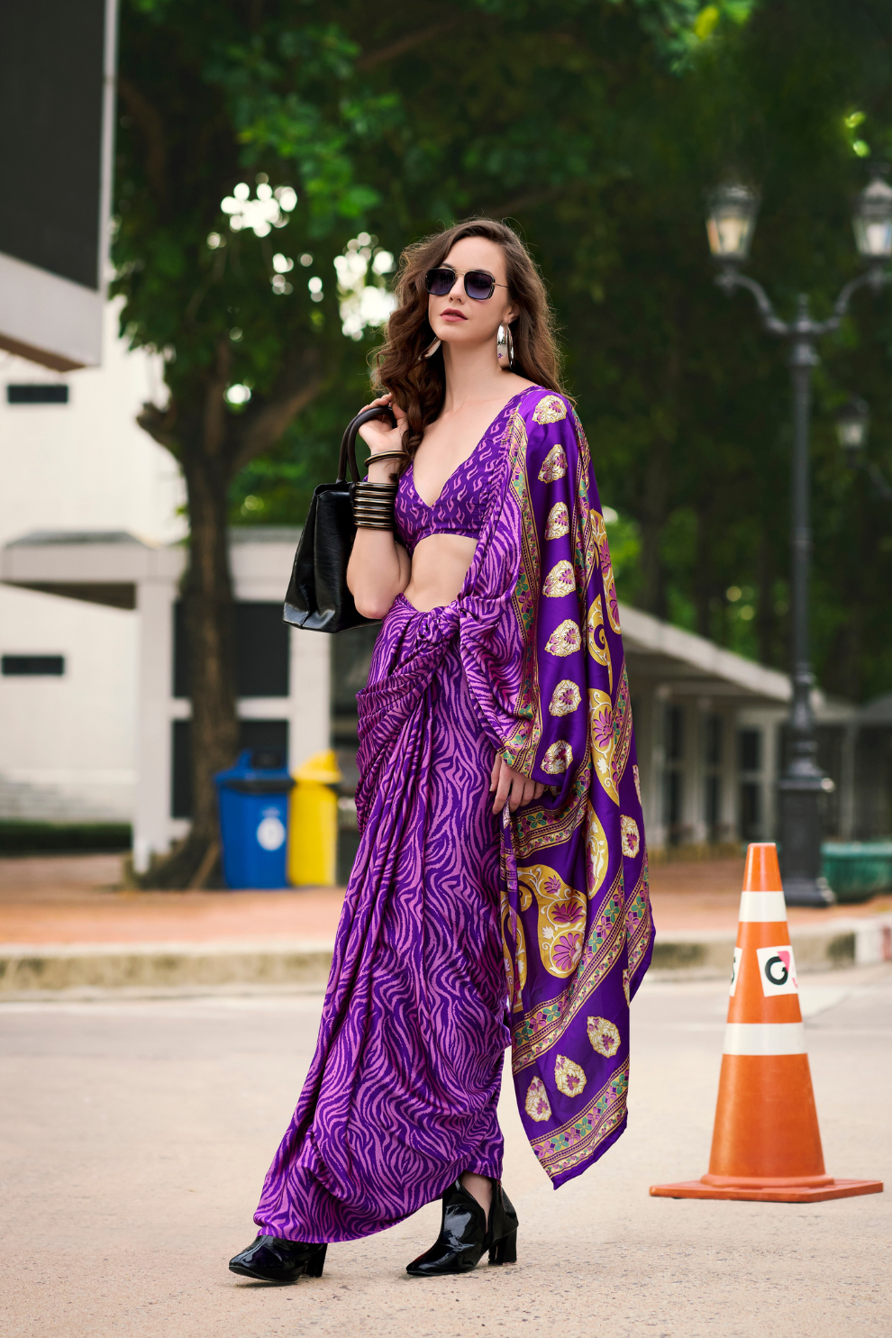 Premium Japan Satin Silk Saree – Smooth, Heavy-Drape & Luxurious Feel - LaVante Fashion